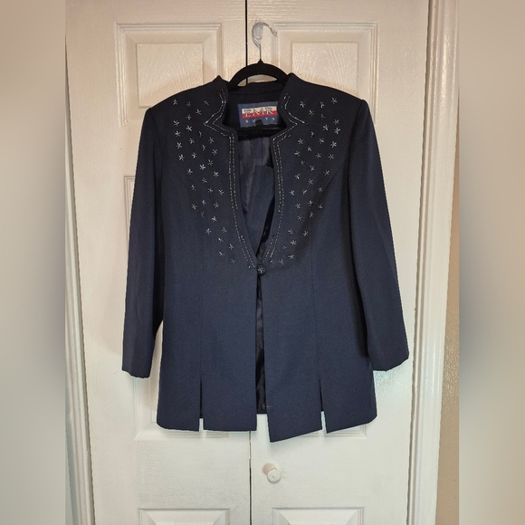 Elegant Navy Embellished Women's Jacket - Picture 1 of 4